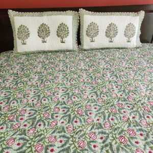 Green Jaal Quilted Bed Cover Set